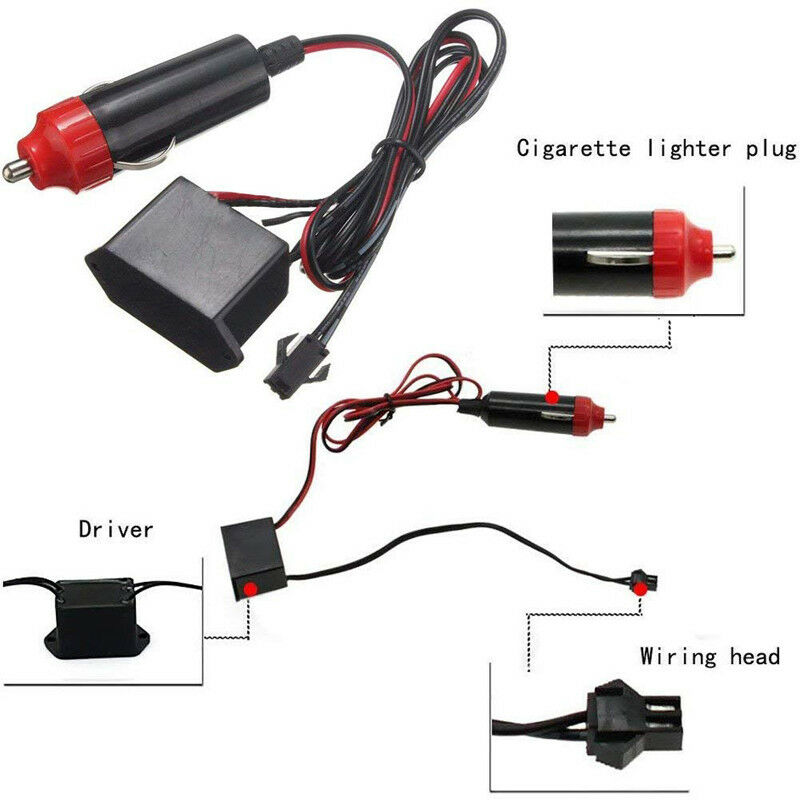 1/3/5m Cigarette Lighter EL Wire Neon LED Lights Xmas Glow String Strip Rope