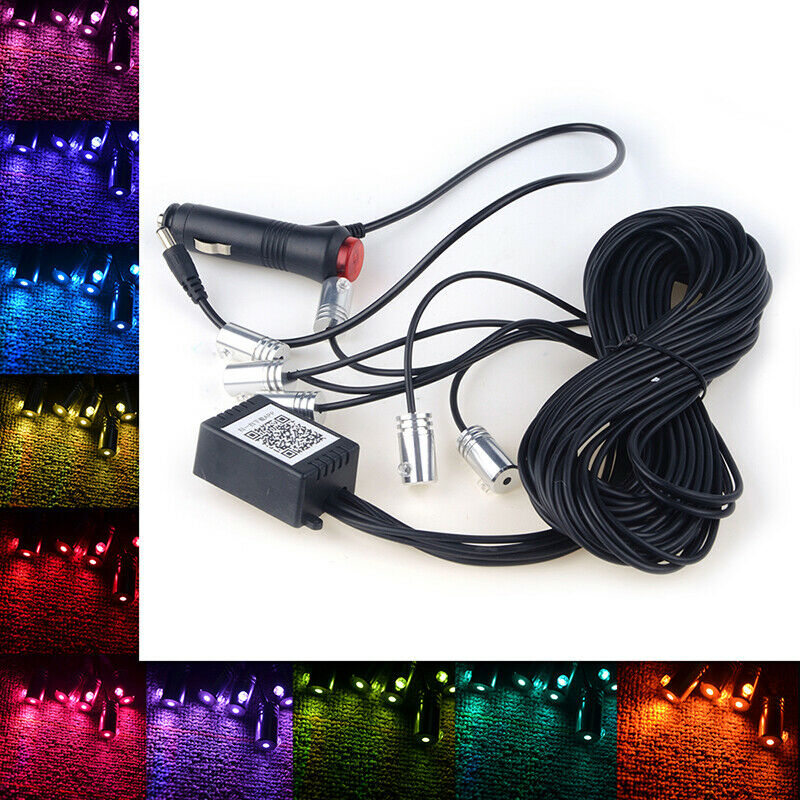 8M RGB Car Fiber Optic Atmosphere Strip LED Footwell Light APP Universal Decor