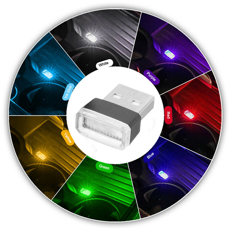 5pcs Mini USB LED Wireless Lamp Car Atmosphere Light Colorful Accessories
