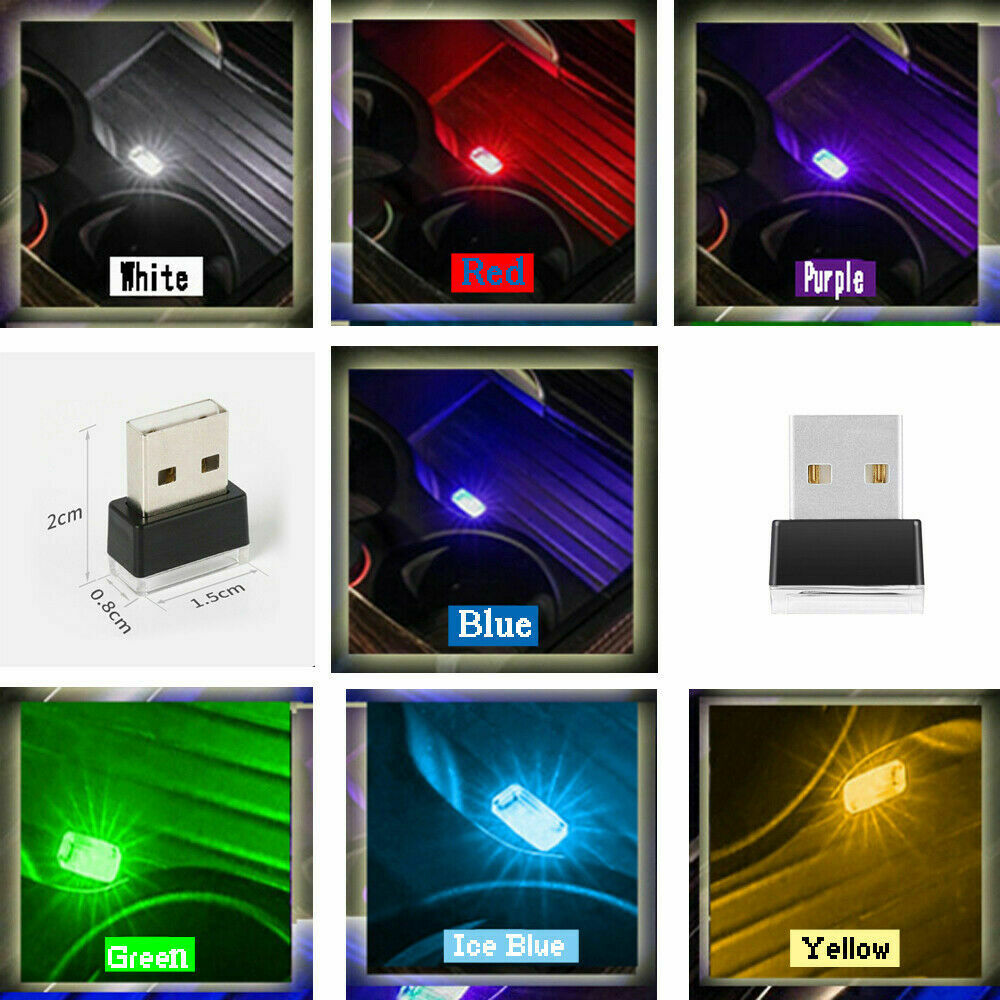 5pcs Mini USB LED Wireless Lamp Car Atmosphere Light Colorful Accessories