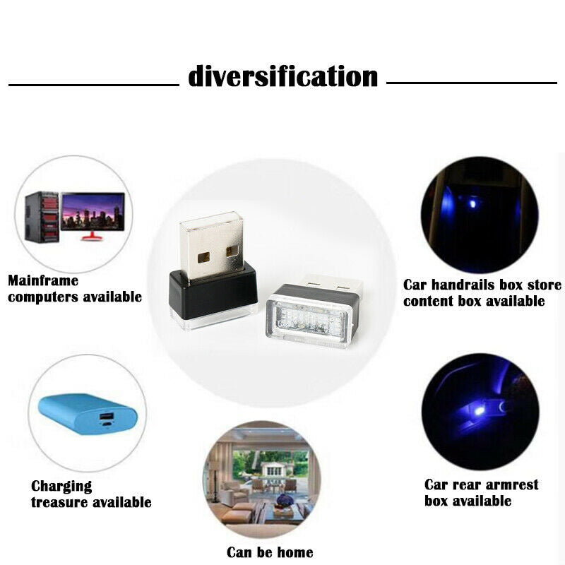 5pcs Mini USB LED Wireless Lamp Car Atmosphere Light Colorful Accessories
