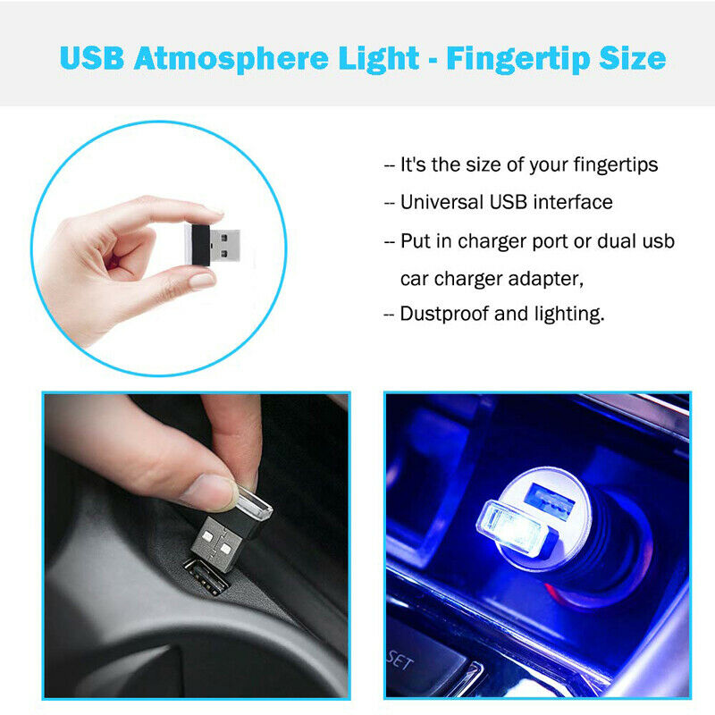 5pcs Mini USB LED Wireless Lamp Car Atmosphere Light Colorful Accessories