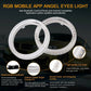 80mm RGB Car LED Angel Eyes Light Headlight Fog Halo Rings APP Bluetooth Lamp ae