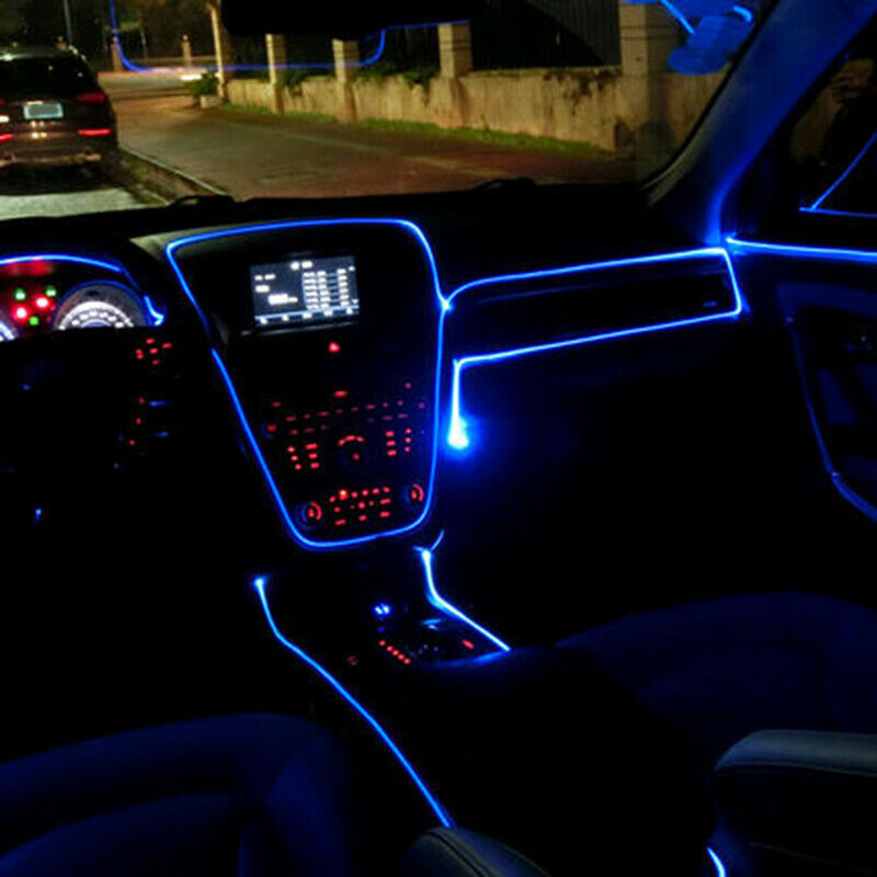 6x 8M RGB Car Fiber Optic Atmosphere Strip LED Light APP Waterproof DC Wireless