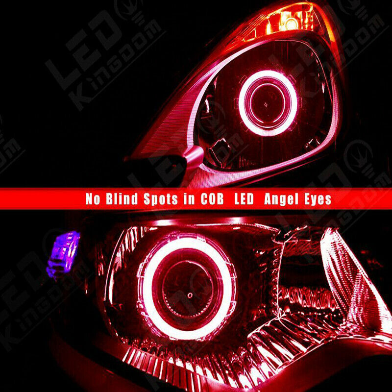 60/70/100/110MM Red COB LED Headlight Rings Halo Angel Eyes Universal High Power
