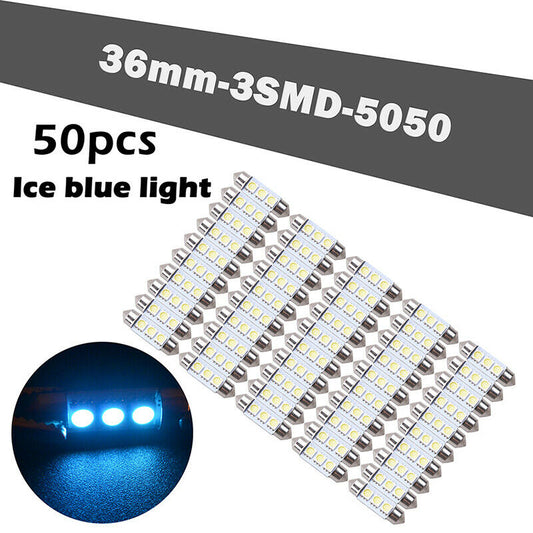 10/20/50x 36MM 3-SMD 5050 Lights Bulbs Car Festoon LED Error Free Interior UK