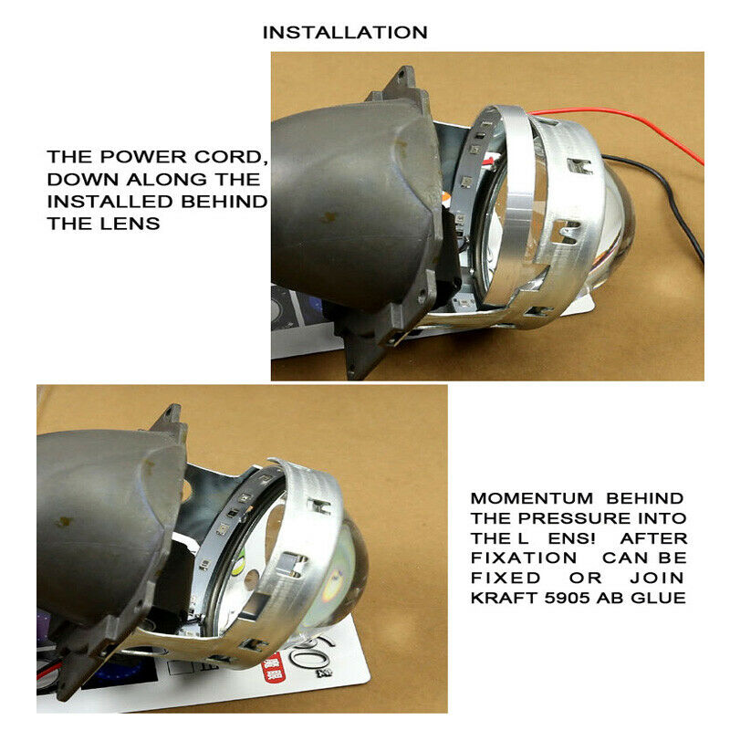 15LED Car Devil Eyes Demon Eye Light 3" Headlight Projector Halo Ring 7 Colours