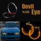 15LED Car Devil Eyes Demon Eye Light 3" Headlight Projector Halo Ring 7 Colours