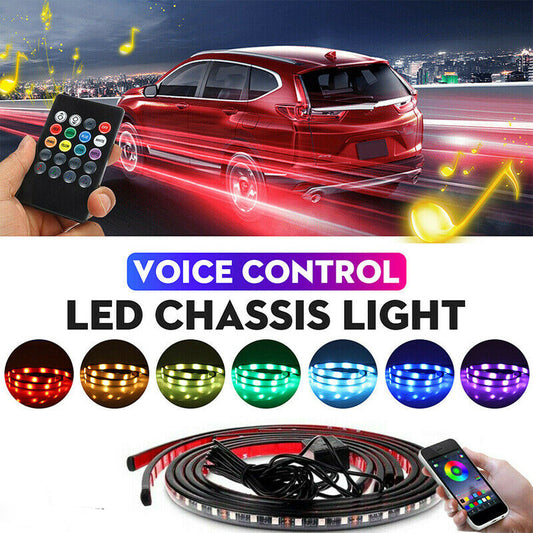 UK 90x120CM LED Strip Under Car Tube underglow Underbody System Neon Lights Kits