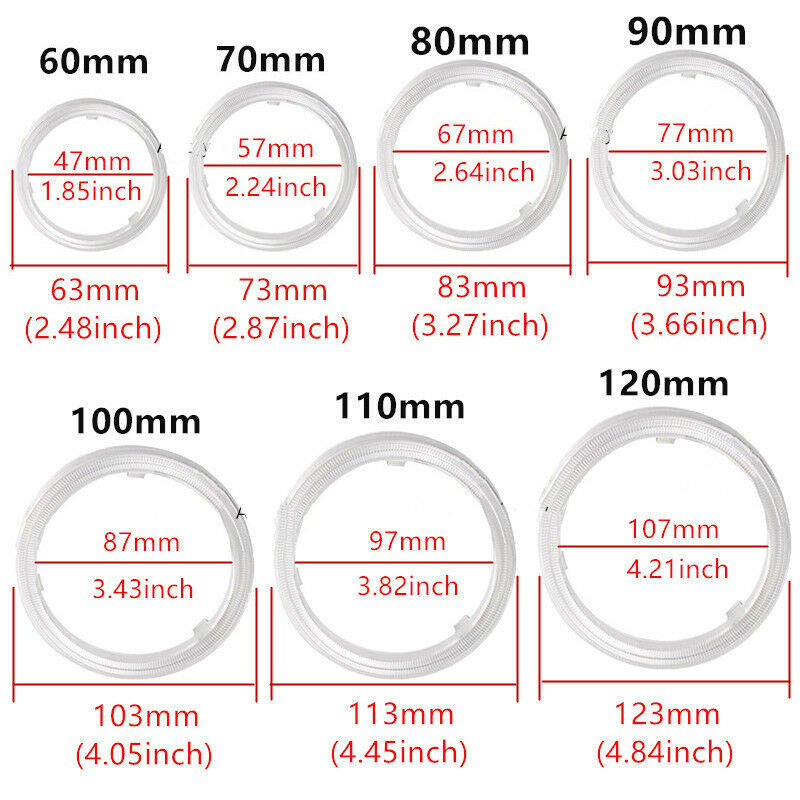 60MM-120MM COB Angel Eyes Halo 12V SMD Car LED Light Ring DRL Headlight Lamp UK