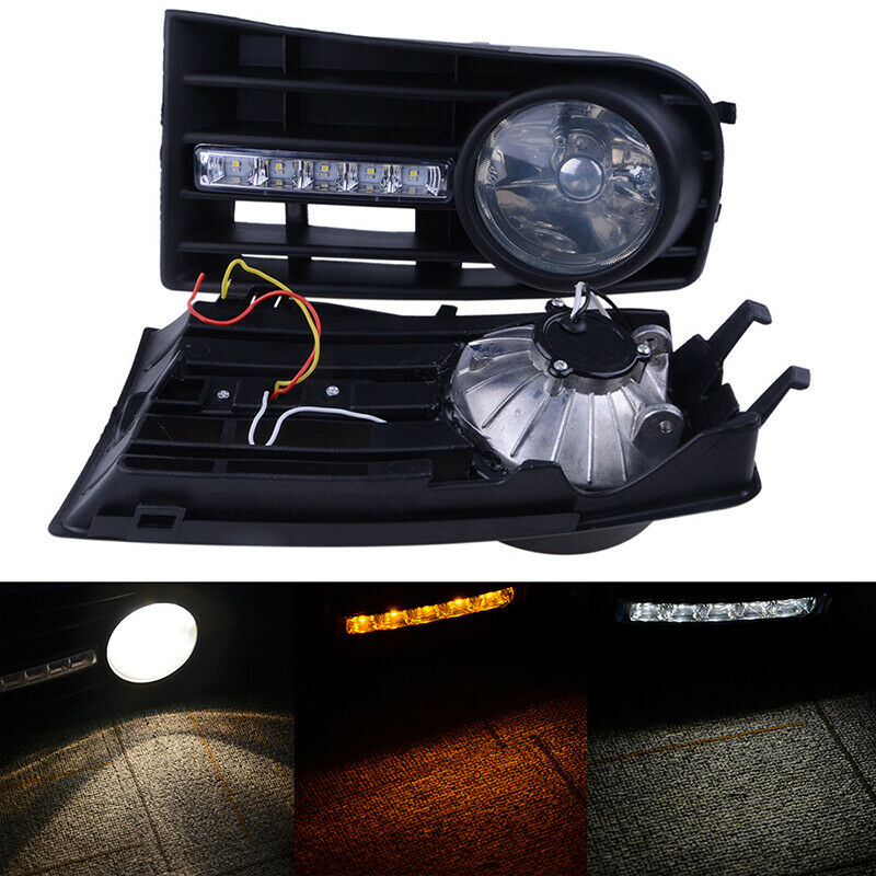 2Pcs Halo Ring Fog Light & Grille L&R Set Fit For VW Golf Mk5 Rabbit 2004-2009