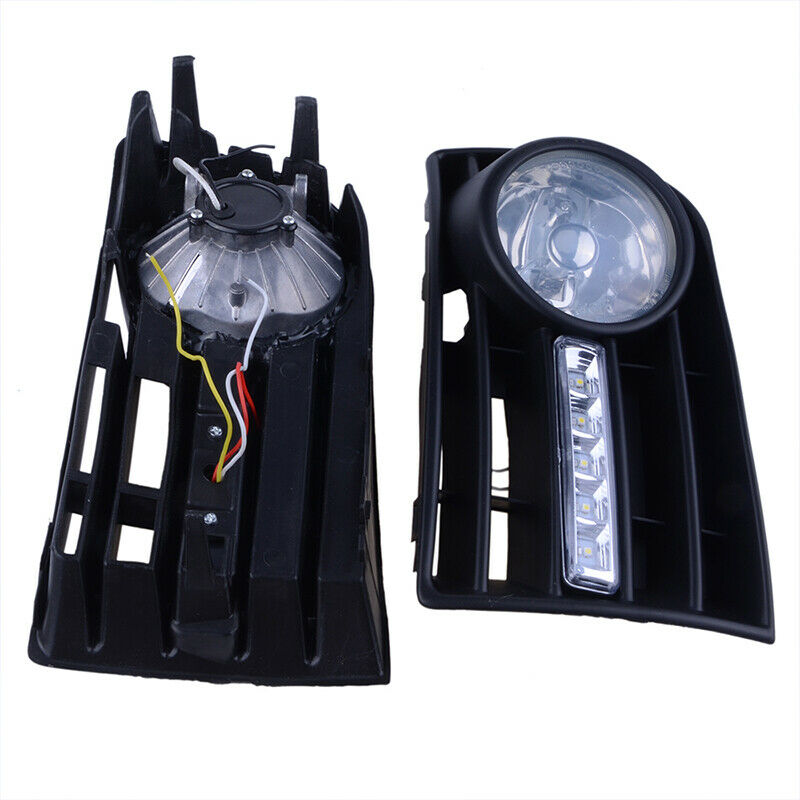 2Pcs Halo Ring Fog Light & Grille L&R Set Fit For VW Golf Mk5 Rabbit 2004-2009
