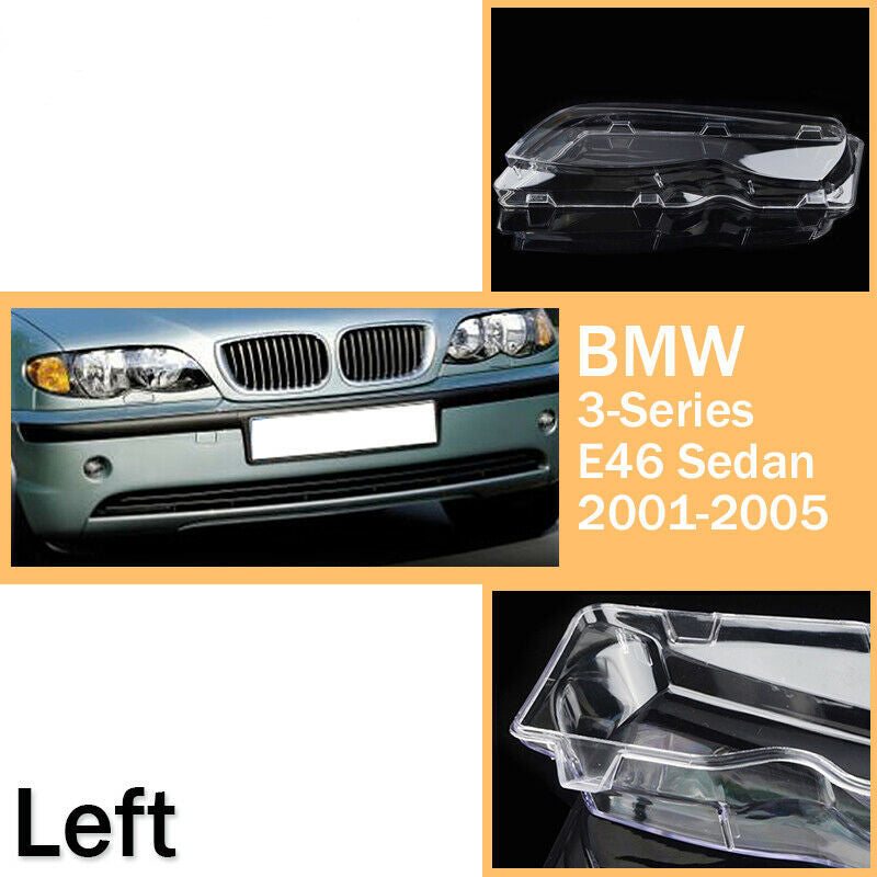 Left For BMW E46 3 Series 2002-2005 Clear Headlight Plastic Lens Lamp Cover AE