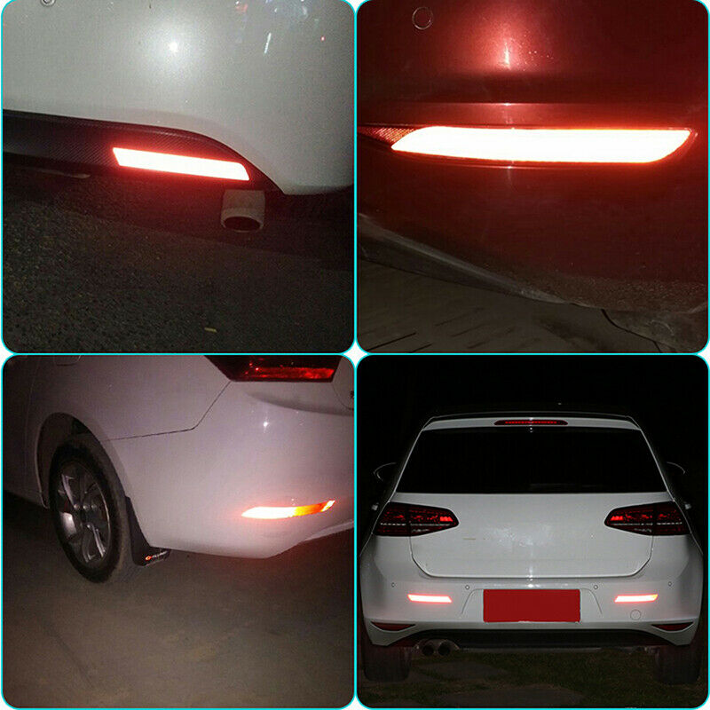 2x White Reflective Night Safety Warning Car Bumper Rim Rear Wheel Decal Fender