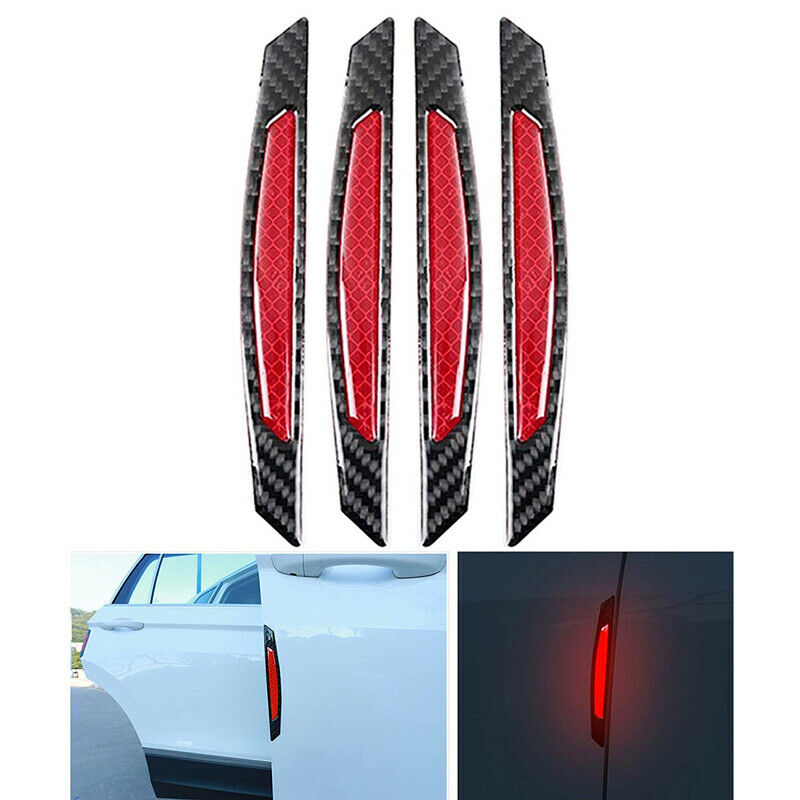 4x Red Car Warn Strip Tape Bumper Safety Stickers Decals Reflective Protect Deco