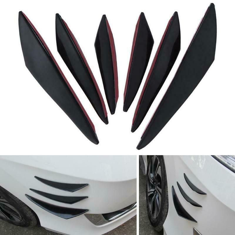 6pcs Plastic Car Front Bumper Lip Splitter Fins Body Spoiler Canards Black