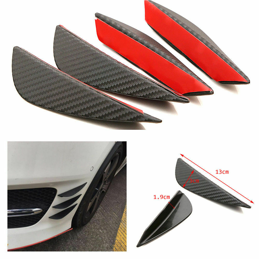 4*Carbon Fiber Car Front Bumper Lip Splitter Fins Body Spoiler Canards Valence