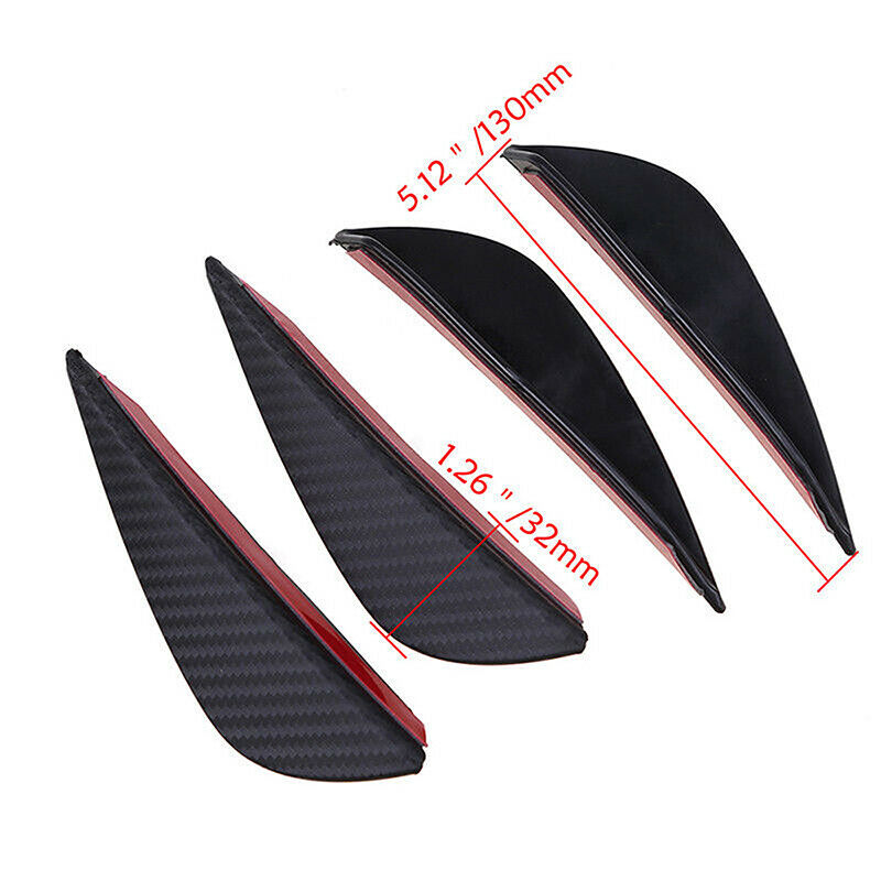 4*Carbon Fiber Car Front Bumper Lip Splitter Fins Body Spoiler Canards Valence
