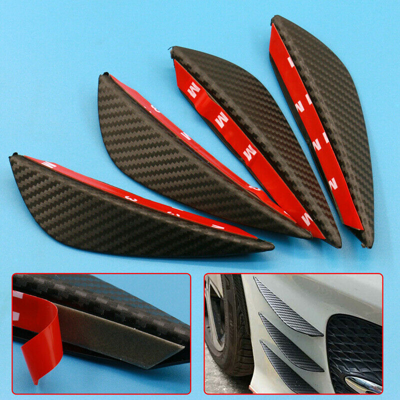 4*Carbon Fiber Car Front Bumper Lip Splitter Fins Body Spoiler Canards Valence