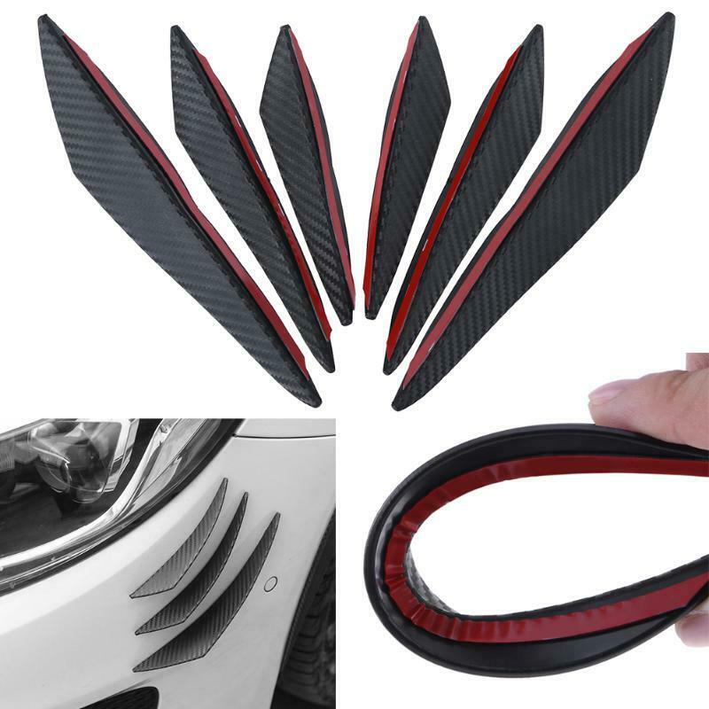 6Pcs/Set Carbon Car Front Bumper Lip Splitter Fins Body Spoiler Canards Fin Lip