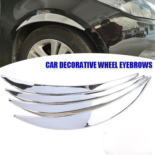 4xDIY Car Wide Body Wheel Arch Eyebrow Fender Flare Protector Chrome ABS UK
