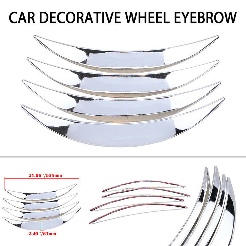 4xDIY Car Wide Body Wheel Arch Eyebrow Fender Flare Protector Chrome ABS UK