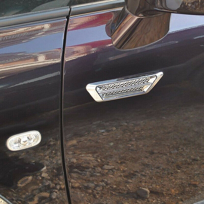Chrome Silver Car Vehicle Air Flow Fender Side Vent Decor Stickers Accessory