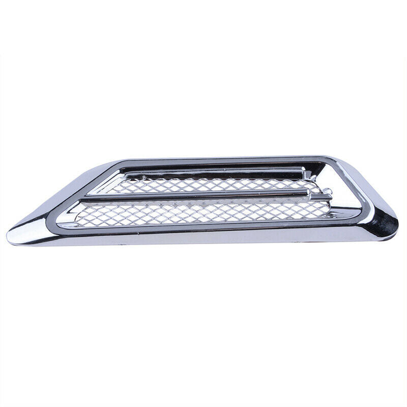 Chrome Silver Car Vehicle Air Flow Fender Side Vent Decor Stickers Accessory