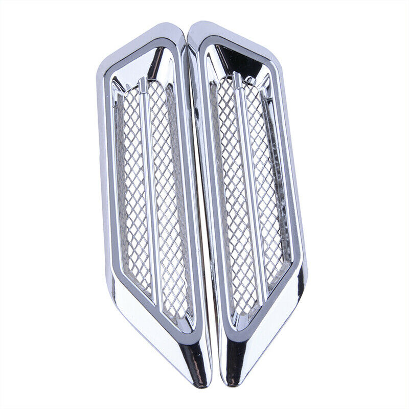 Chrome Silver Car Vehicle Air Flow Fender Side Vent Decor Stickers Accessory