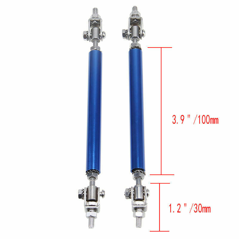 2X 3.9''Adjustable Bumper Lip Splitter Rod Brace Tie Bar Support Blue Racecar ah
