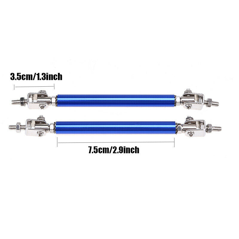 2x Adjustable 2.9"-5.2" Bumper Lip Splitter Rod Strut Tie Bar Support royalblue