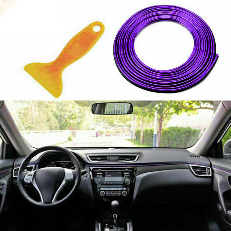 5M Purple+Black Car Styling Strips Trim DIY Interior Door Sticker Line Decals UK