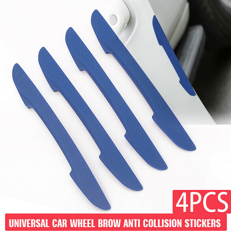 4pc Car Blue Door Edge Guard Strip Scratch Protector Anti-collision Rubber Trim