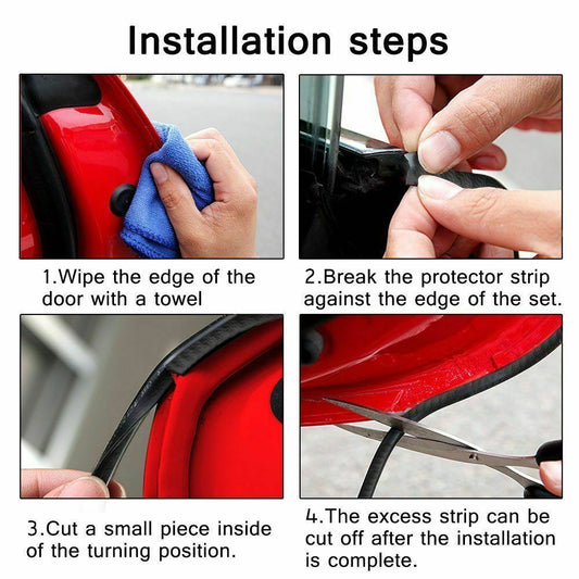 4.5M Car Door Boot Edge Protectors Trim U Shape Guard Seal Rubber Strip Red AH01