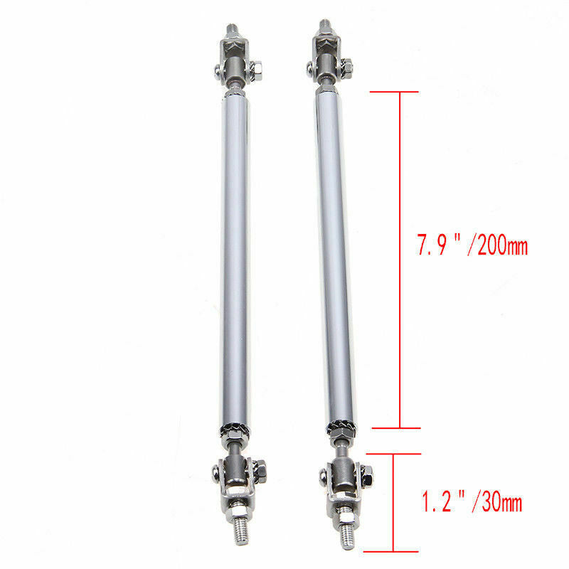 20cm Silver Front Rear Bumper Lip Rod Splitter Support Bar Adjustable For Civic