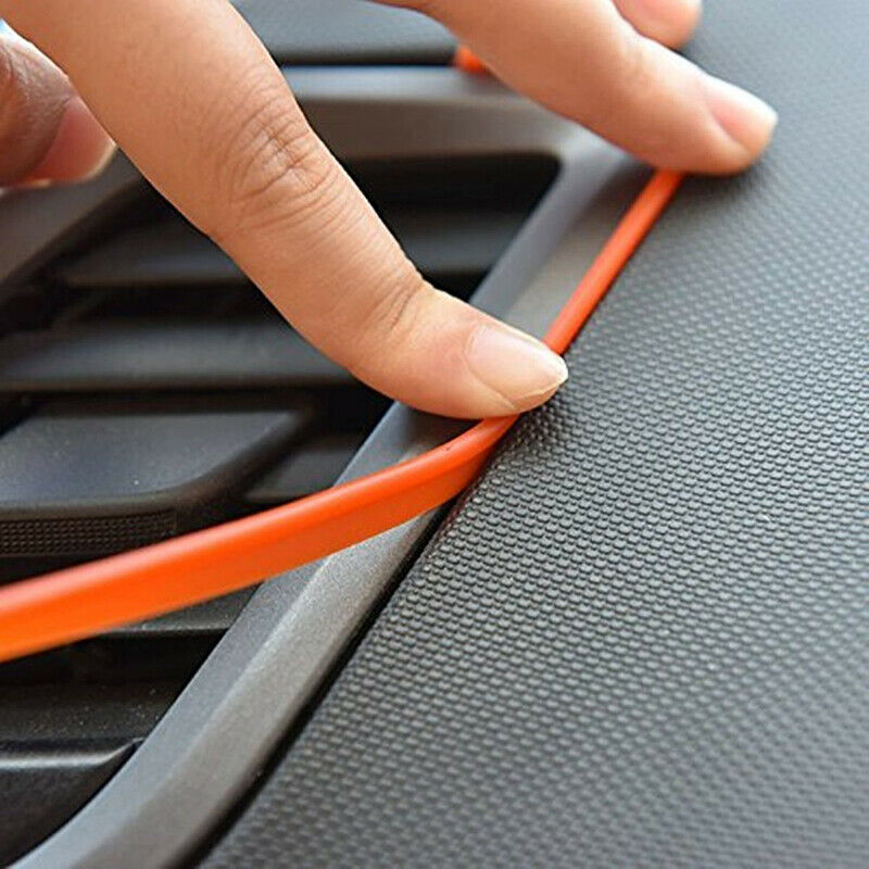 5M Orange Car Bike Grille Interior Decoration Chrome Moulding Trim Strip Door