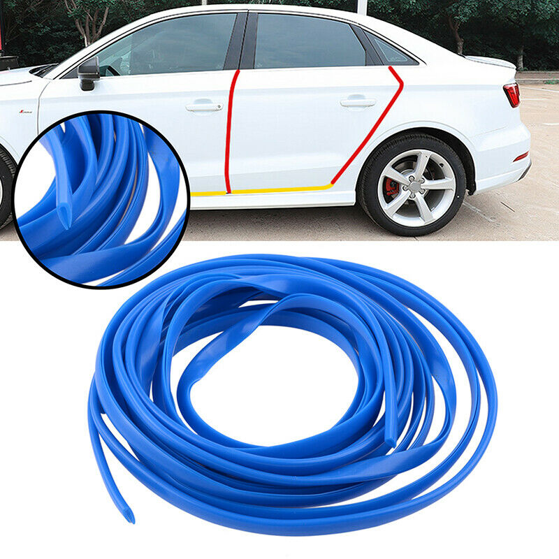 5m Blue V-shape Car Door Rear Edge Protector Seal Strip Guard Trim Rubber For VW