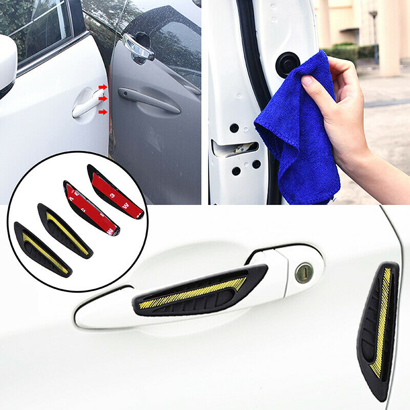 4x Yellow Car Bumper Protector Straps Guard Door Edge Anti-Scratch Strips Round