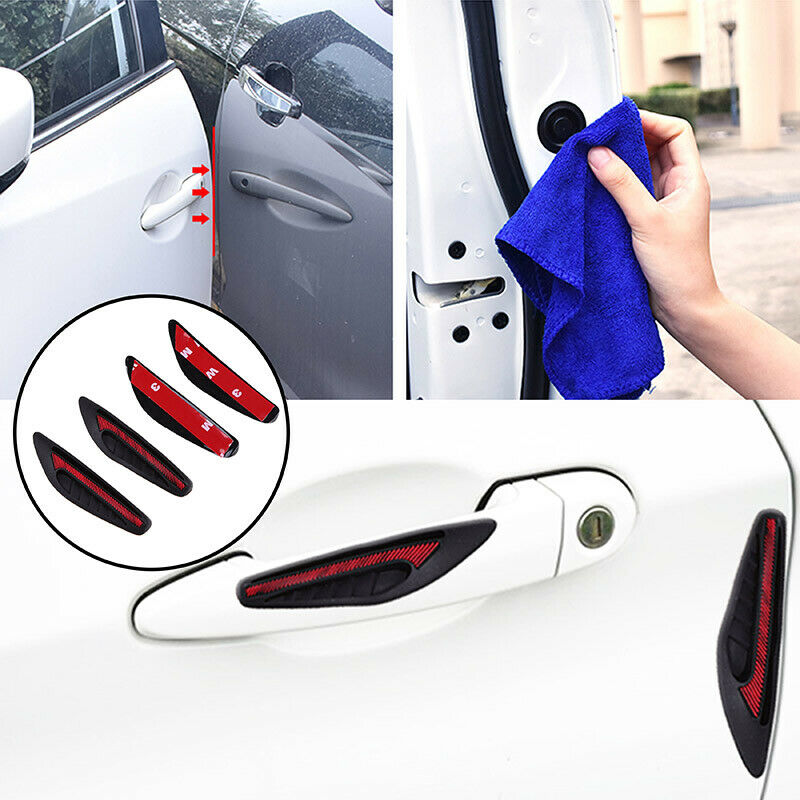 4x Red Car Bumper Protector Straps Guard Door Edge Anti-Scratch Strips round ah