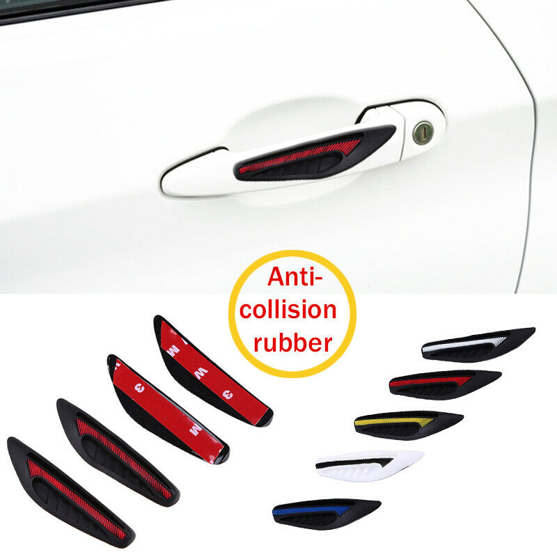 4x Red Car Bumper Protector Straps Guard Door Edge Anti-Scratch Strips round ah