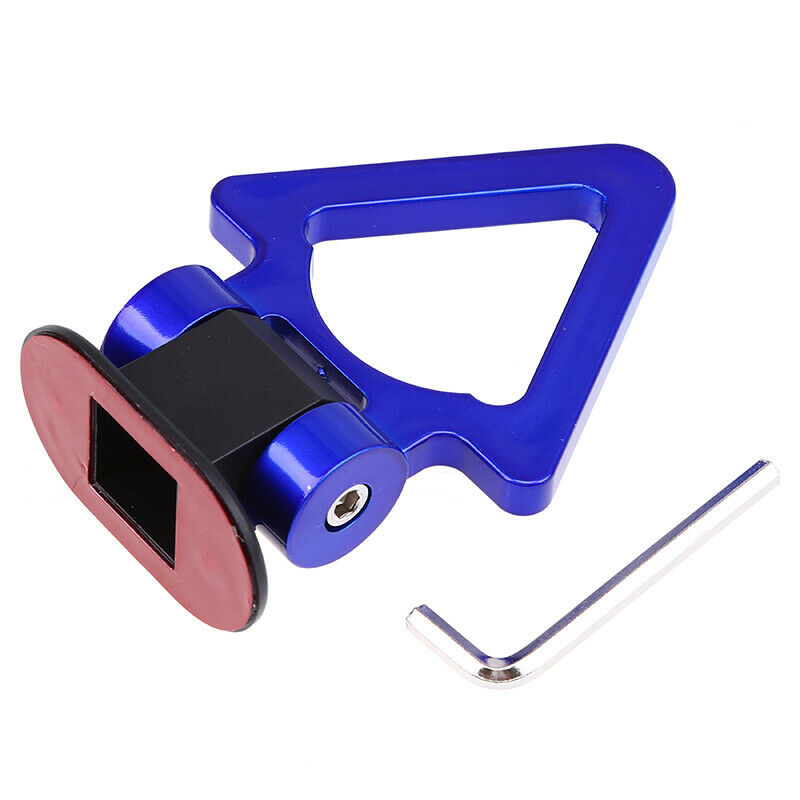 1pc Triangle Blue High-Strength Racing Car Tow Strap Rear Bumper Hook Decor
