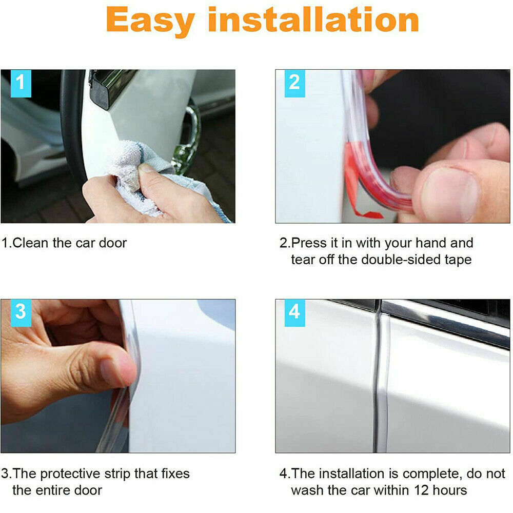 1*5M Car Truck Door Edge Bumper Protector Molding Strip Rubber Trim Transparent