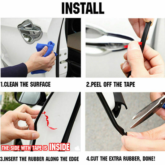 Black 3M Car B Shape Strip Door Scratch Protector Edge Guard Rear Trim Rubber