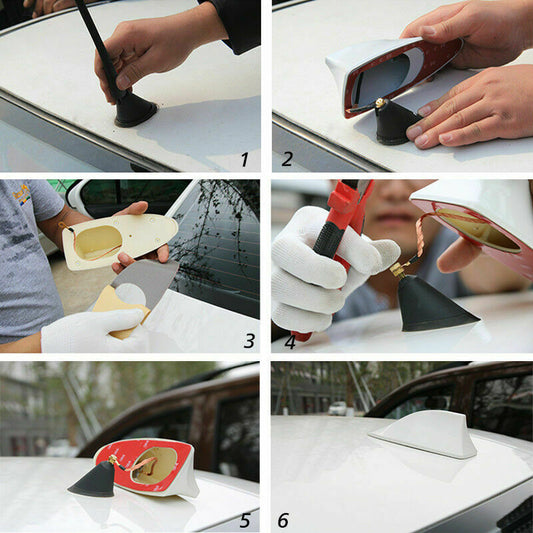 Shark Fin Car Antenna AM/FM Radio Signal Aerial Universal For Red Universal UK