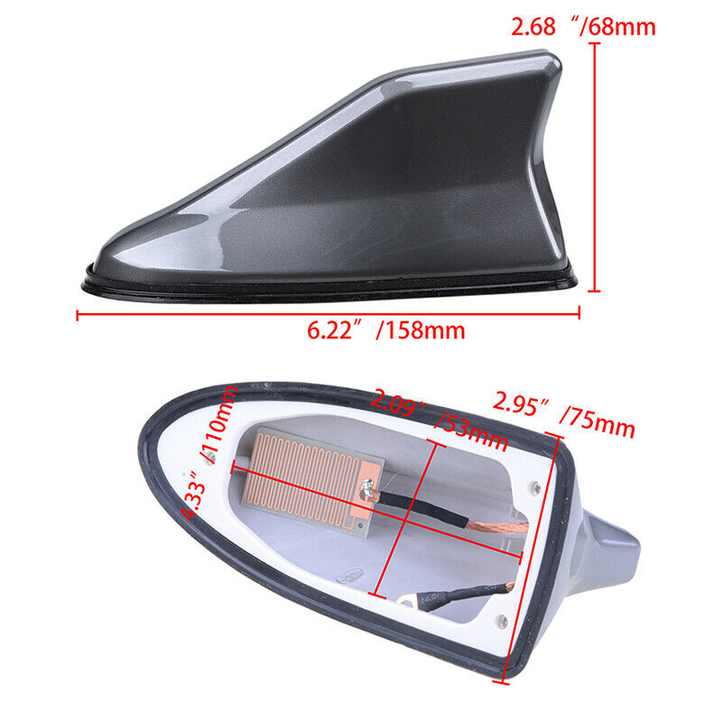 Grey Car Shark Fin Roof Antenna Aerial Mast FM/AM Radio Signal For Land rover