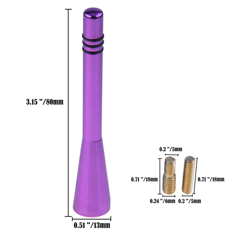 Purple Car Bee-sting Stubby Short Aerial Antenna Mast AM/FM Aluminum Universal