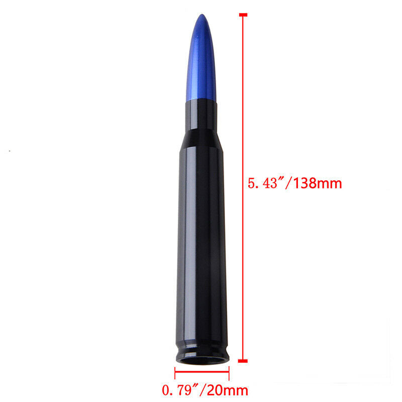 Bullet Universal Car Auto FM AM Radio Bullet Antenna Aerial Aluminum Alloy Blue