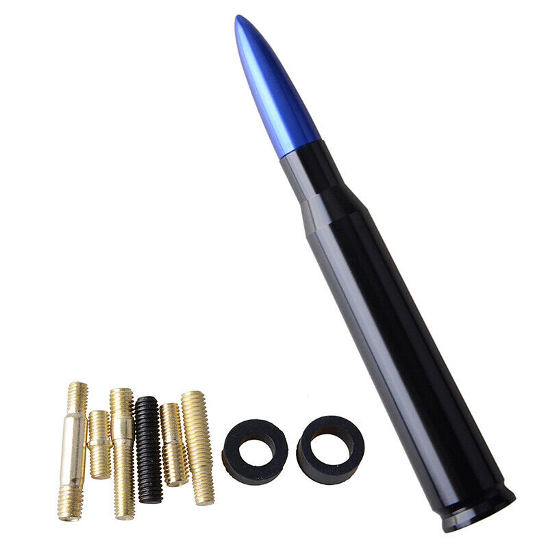 Bullet Universal Car Auto FM AM Radio Bullet Antenna Aerial Aluminum Alloy Blue
