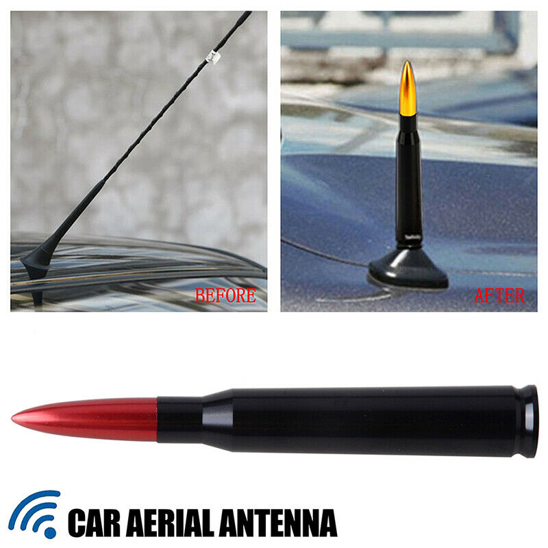 1pcs Red Auto Car Bullet Antenna Aluminum Radio FM Antena Kit Universal Screw