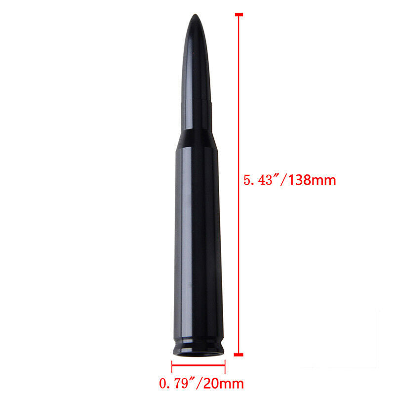 1pcs Black Car Bullet Antenna Aluminum Radio FM Antena Kit Universal Screw